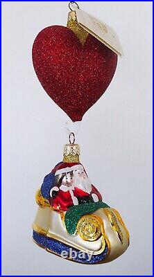 PATRICIA BREEN DESIGNS Love is in the Air 2pc Glass Christmas Ornament with Tag
