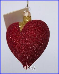 PATRICIA BREEN DESIGNS Love is in the Air 2pc Glass Christmas Ornament with Tag