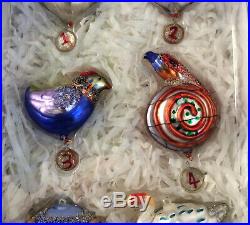 POTTERY BARN Twelve Days of Christmas Ornaments Set of 12 Mercury Glass NEW