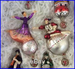 POTTERY BARN Twelve Days of Christmas Ornaments Set of 12 Mercury Glass NEW