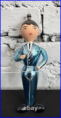 Pair Of LARGE Vintage Annealed Glass Christmas Ornaments Pilot & Stewardess RARE