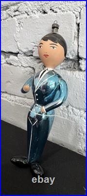 Pair Of LARGE Vintage Annealed Glass Christmas Ornaments Pilot & Stewardess RARE