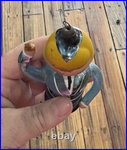 Pair Of LARGE Vintage Annealed Glass Christmas Ornaments Pilot & Stewardess RARE
