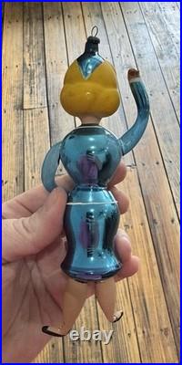 Pair Of LARGE Vintage Annealed Glass Christmas Ornaments Pilot & Stewardess RARE