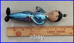 Pair Of LARGE Vintage Annealed Glass Christmas Ornaments Pilot & Stewardess RARE