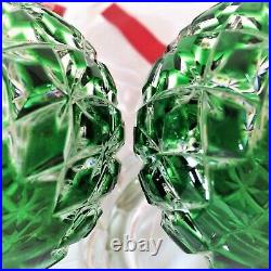 Pair Waterford Crystal 2014 Annual Ornament Christmas Cased Ball Emerald Green