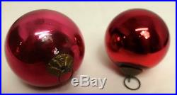 Pair of Ruby Red Vintage German Kugel Christmas Ornaments