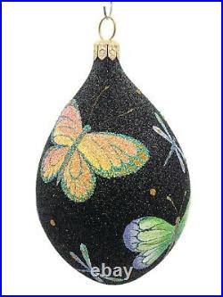 Patricia Breen Butterfly Black Egg Floral Christmas Ornament Neiman Marcus