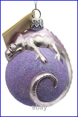 Patricia Breen Chameleon Lavender Blown Glass Christmas Holiday Tree Ornament