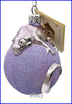 Patricia Breen Chameleon Lavender Blown Glass Christmas Holiday Tree Ornament