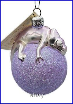 Patricia Breen Chameleon Lavender Blown Glass Christmas Holiday Tree Ornament