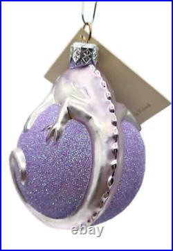 Patricia Breen Chameleon Lavender Blown Glass Christmas Holiday Tree Ornament