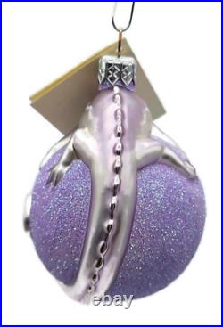 Patricia Breen Chameleon Lavender Blown Glass Christmas Holiday Tree Ornament