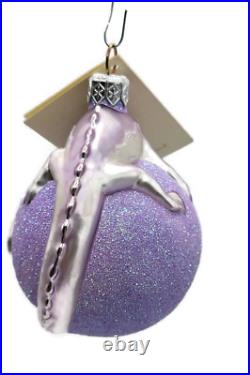 Patricia Breen Chameleon Lavender Blown Glass Christmas Holiday Tree Ornament