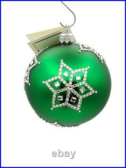 Patricia Breen Grande Orb Green Crystal de Glace Christmas Holiday Ornament