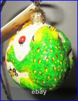 Patricia Breen HOP, SAID DONALD Orange Green Frogs Christmas Ornament New NWT