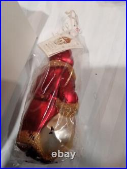 Patricia Breen L Large SANTA CLAUS Christmas Ornament Glitter Glass