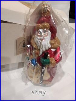 Patricia Breen L Large SANTA CLAUS Christmas Ornament Glitter Glass