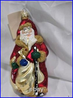 Patricia Breen L Large SANTA CLAUS Christmas Ornament Glitter Glass