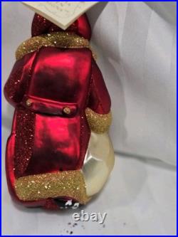 Patricia Breen L Large SANTA CLAUS Christmas Ornament Glitter Glass