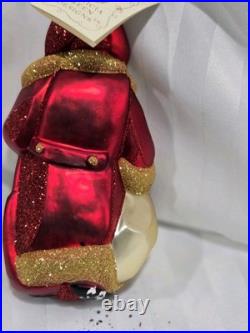Patricia Breen L Large SANTA CLAUS Christmas Ornament Glitter Glass