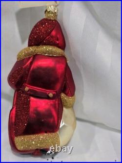 Patricia Breen L Large SANTA CLAUS Christmas Ornament Glitter Glass