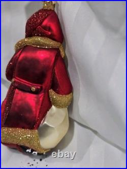 Patricia Breen L Large SANTA CLAUS Christmas Ornament Glitter Glass