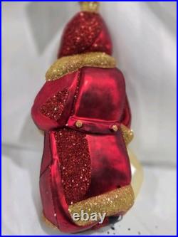 Patricia Breen L Large SANTA CLAUS Christmas Ornament Glitter Glass