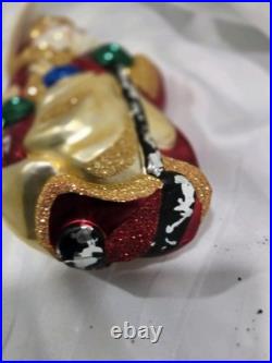 Patricia Breen L Large SANTA CLAUS Christmas Ornament Glitter Glass