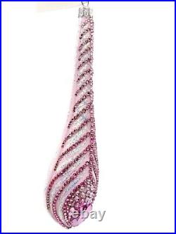 Patricia Breen La Plume Pink Peacock Feather Crystal Christmas Tree Ornament HCB