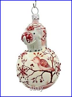 Patricia Breen Majestic Orb Chinoiserie Red Elephant Christmas Holiday Ornament