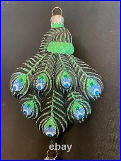 Patricia Breen Peacock Feather Santa Christmas Holiday Ornament Neiman Marcus