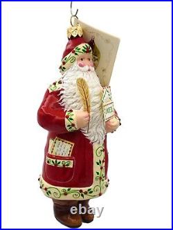 Patricia Breen Pen and Ink Santa Claus Red Noel Christmas Tree Holiday Ornament
