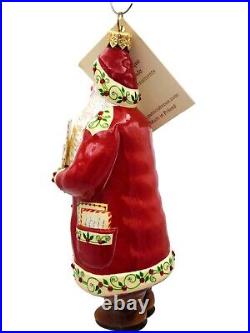 Patricia Breen Pen and Ink Santa Claus Red Noel Christmas Tree Holiday Ornament