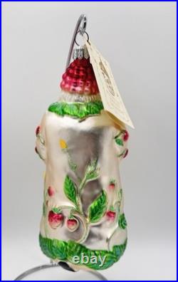 Patricia Breen Raspberry Strawberry Santa Glass Christmas Ornament 6