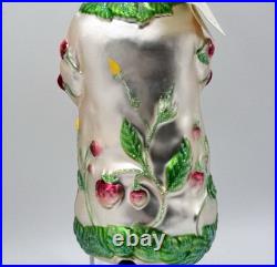 Patricia Breen Raspberry Strawberry Santa Glass Christmas Ornament 6