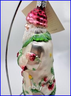Patricia Breen Raspberry Strawberry Santa Glass Christmas Ornament 6