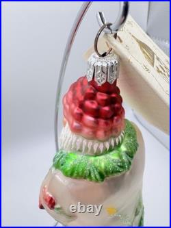 Patricia Breen Raspberry Strawberry Santa Glass Christmas Ornament 6