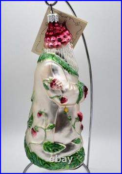 Patricia Breen Raspberry Strawberry Santa Glass Christmas Ornament 6