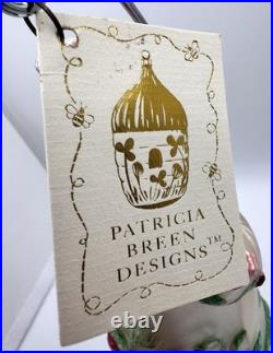 Patricia Breen Raspberry Strawberry Santa Glass Christmas Ornament 6