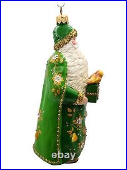 Patricia Breen Santa for Yaly Partridge and Pear Green Gold Christmas Ornament