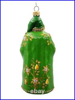 Patricia Breen Santa for Yaly Partridge and Pear Green Gold Christmas Ornament