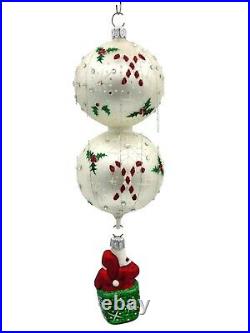 Patricia Breen Skyward Santa Holly Crystals Balloon Christmas Holiday Ornament