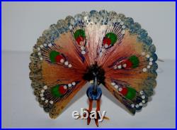 Peacock colorful Spun Glass Antique German Christmas Ornament