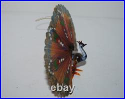 Peacock colorful Spun Glass Antique German Christmas Ornament