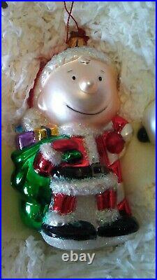 Peanuts Glass Polonaise Collection Kurt Adler Christmas Ornament Box Set Snoopy
