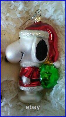 Peanuts Glass Polonaise Collection Kurt Adler Christmas Ornament Box Set Snoopy