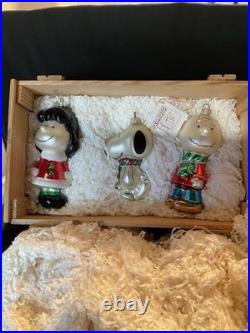 Peanuts Set 3 Christmas Glass Ornament Lucy Snoopy Charlie Brown by Kurt Adler