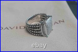 PerfectDavld/YurmanSterlingSilver925/Wheaton Pave Diamonds Ring 16x12mm Size 7