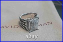 PerfectDavld/YurmanSterlingSilver925/Wheaton Pave Diamonds Ring 16x12mm Size 7